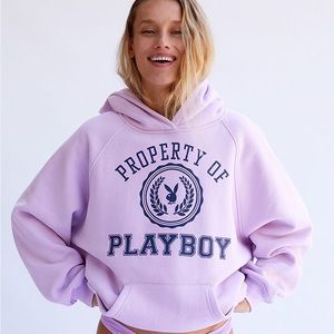 Playboy By PacSun Orchid Crest Oversized Raglan Hoodie